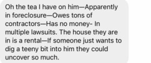 screenshot of a DM to Bravo and Cocktails