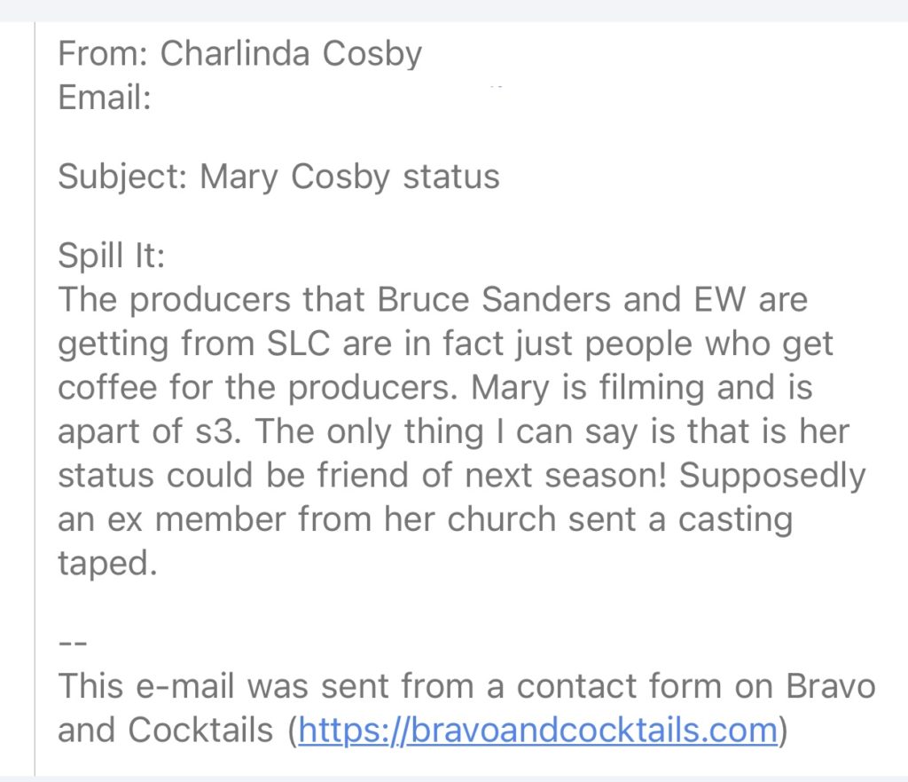 screenshot of an email sent to bravoandcocktails.com 