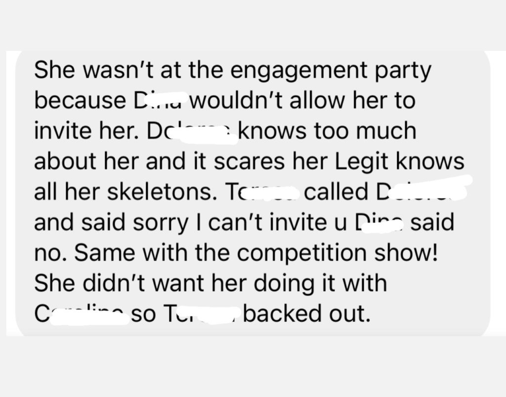 screenshot of a text message to Bravo and Cocktails