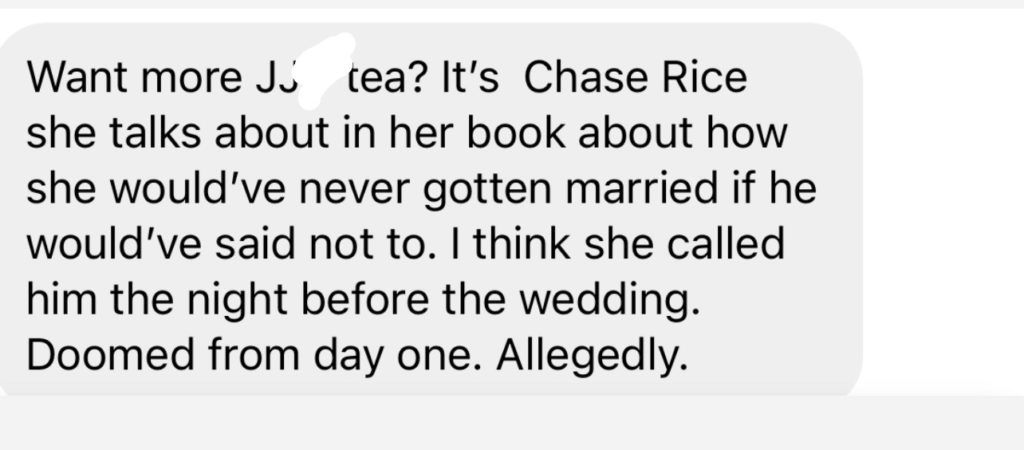 screenshot of a DM to Bravo and Cocktails