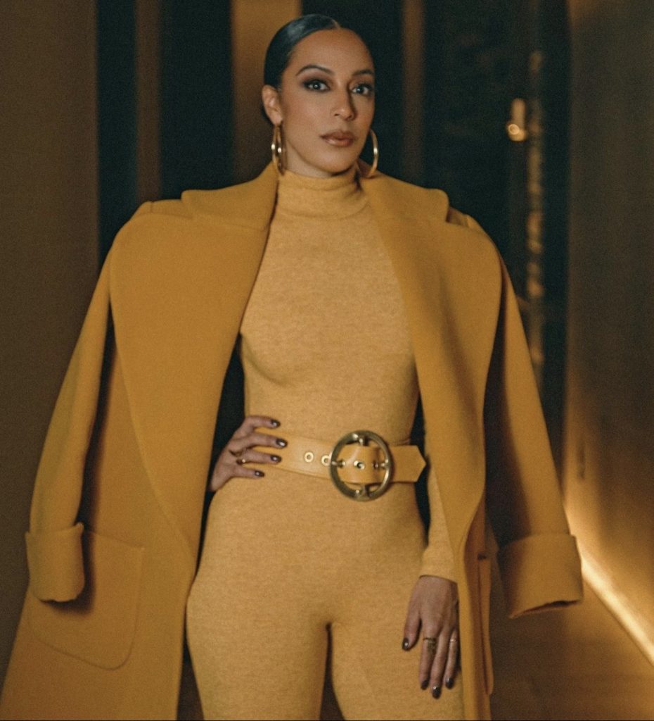 image of a woman in a monochromatic yellow outfit