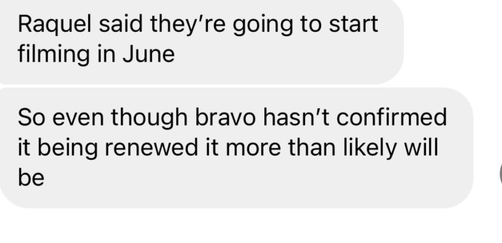 screenshot of a DM to bravo and cocktails