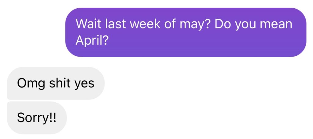 screenshot of a dm to bravo and cocktails.