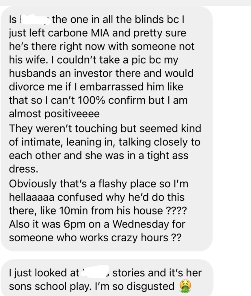 screenshot of a DM to Bravo and Cocktails