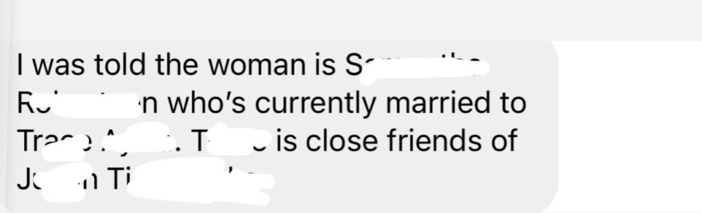 screen shot of a dm to bravo and cocktails