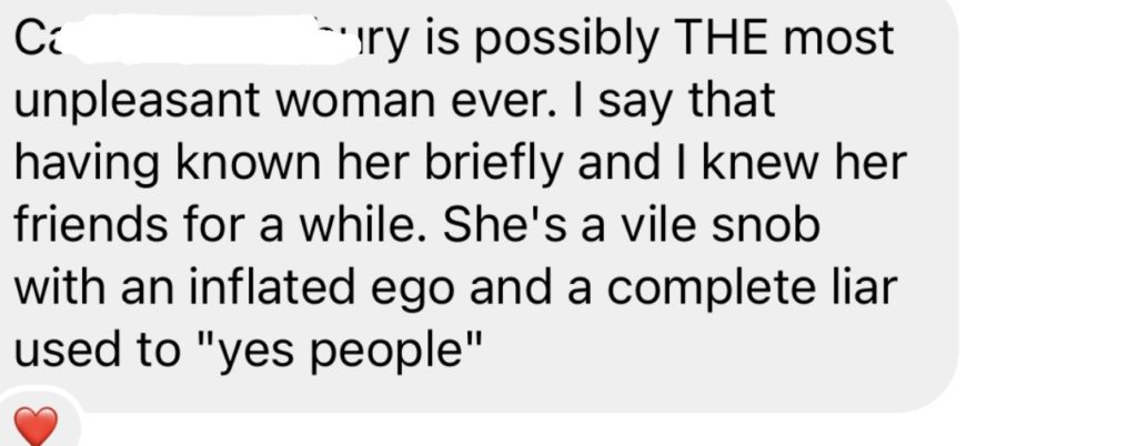 screenshot of a DM to Bravo and Cocktails