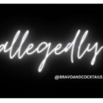 black background with the word allegedly written in cursive