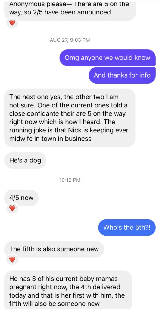 screenshot of dms sent to @bravoandcocktails.
