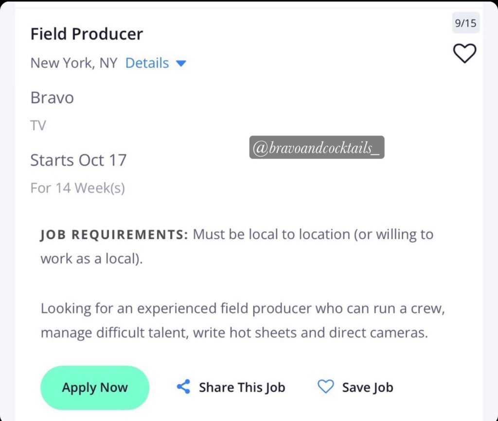 screenshot of a job listing for a Field Producer