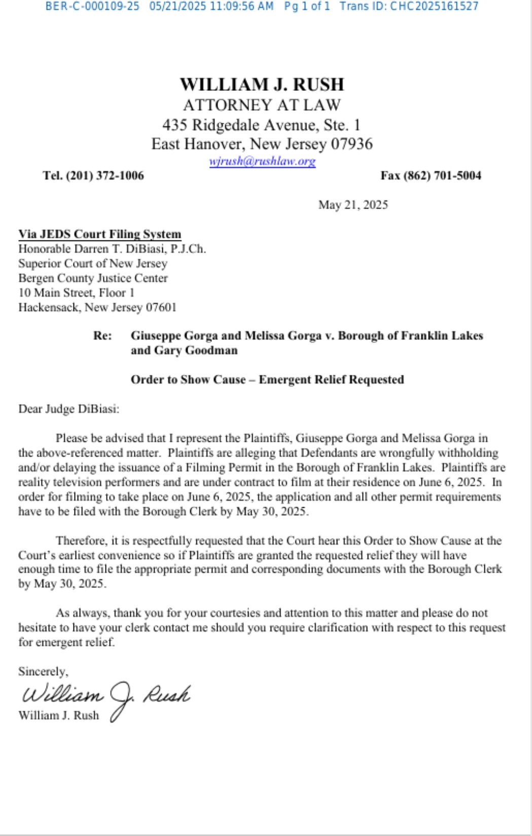 Melissa and Joe gorga file permit to film