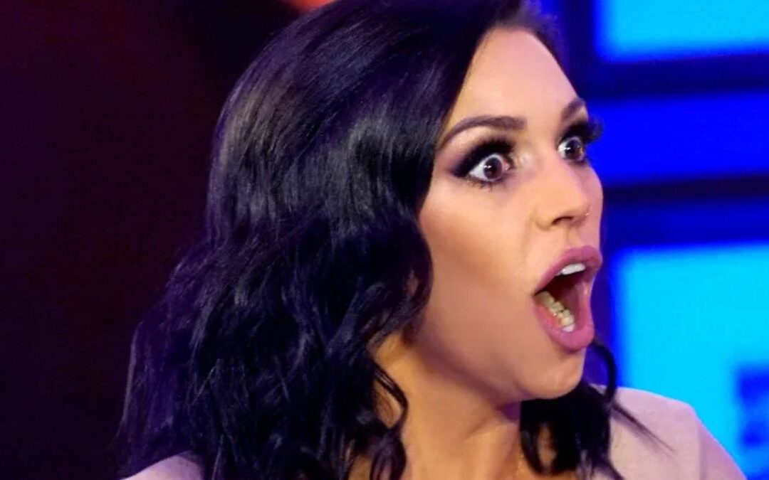 Scheana Shay looks shocked as she films a Vanderpump Rules reunion.
