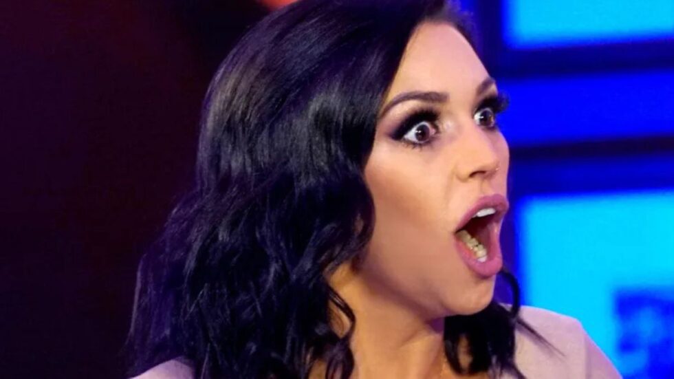 Scheana Shay looks shocked as she films a Vanderpump Rules reunion.