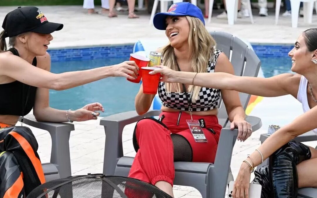 The cast of Summer House pictured during a house party